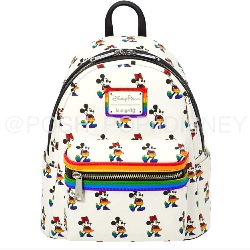 Disney PARKS Mickey & Minnie Mouse Loungefly rainbow Disney Collection RARE